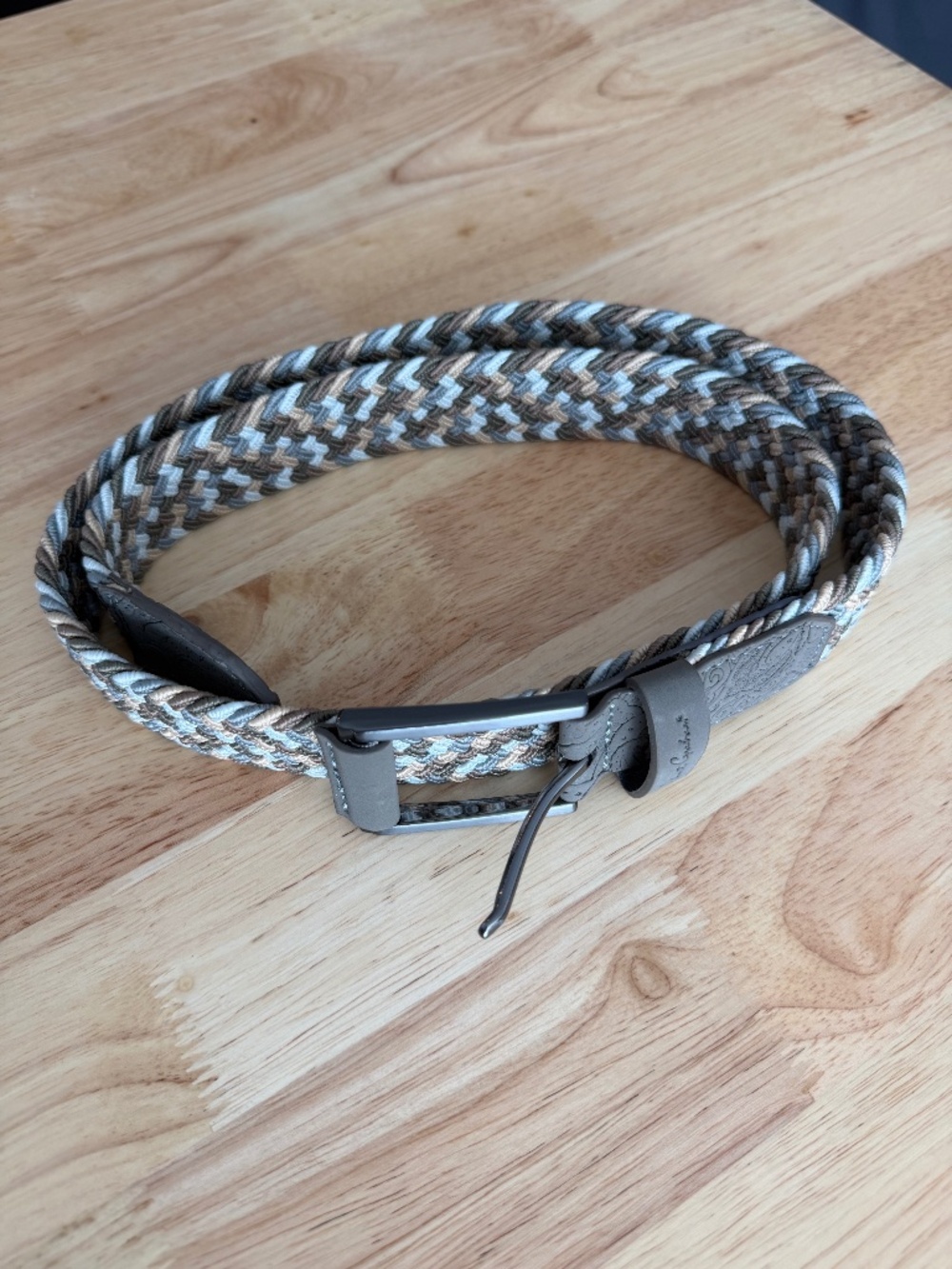 Robert Graham Men’s Braided Woven Stretch Belt – Neutral Multi